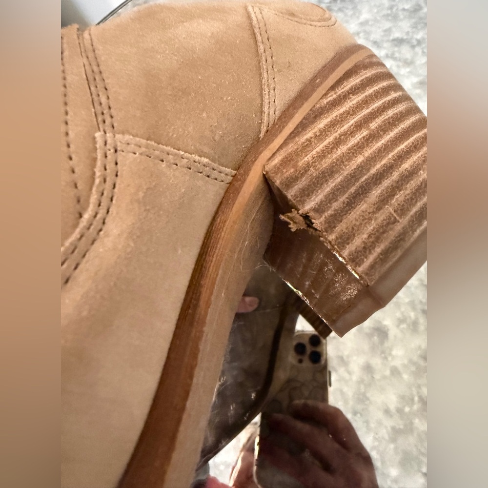 Sam Edelman Beige Suede Ankle Boots Size 11 - Picture 11 of 12